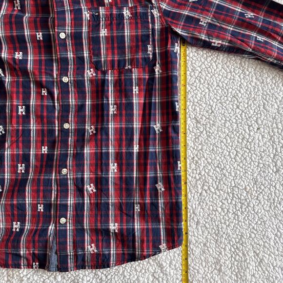 Tommy Hilfiger Plaid Women Button Down XL Red Blue Long Sleeve - Picture 5 of 9